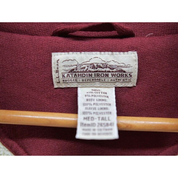 LL Bean MT Sherpa Lined Full Zip Jacket Katahdin Iron Works Red Med Tall - Picture 3 of 8